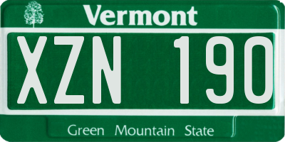 VT license plate XZN190