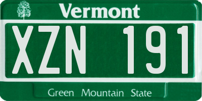 VT license plate XZN191