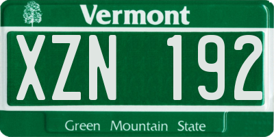 VT license plate XZN192