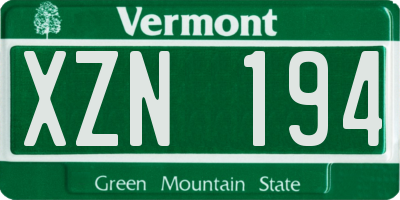 VT license plate XZN194