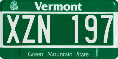 VT license plate XZN197
