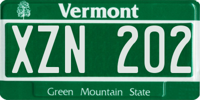 VT license plate XZN202
