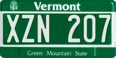 VT license plate XZN207