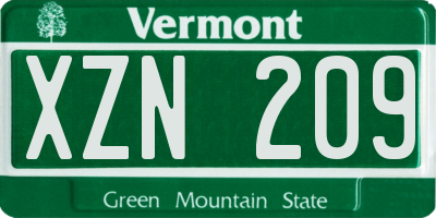 VT license plate XZN209