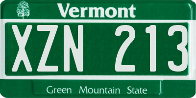 VT license plate XZN213
