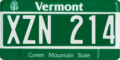 VT license plate XZN214
