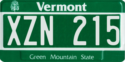 VT license plate XZN215