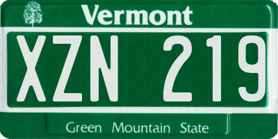 VT license plate XZN219
