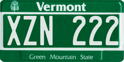 VT license plate XZN222