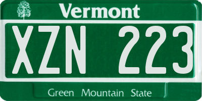 VT license plate XZN223