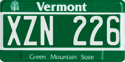 VT license plate XZN226
