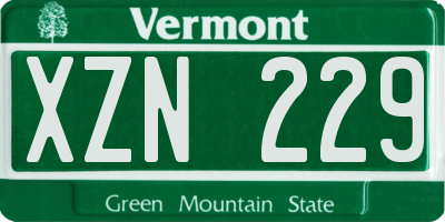 VT license plate XZN229