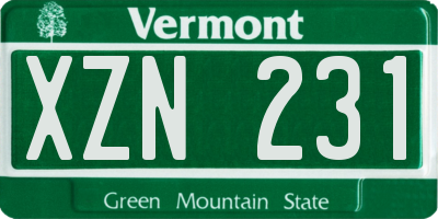 VT license plate XZN231