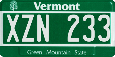 VT license plate XZN233