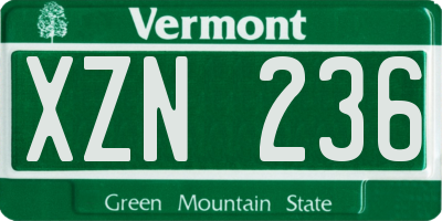 VT license plate XZN236