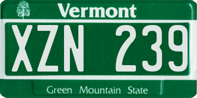 VT license plate XZN239