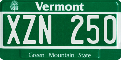 VT license plate XZN250