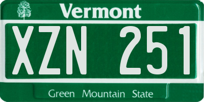 VT license plate XZN251
