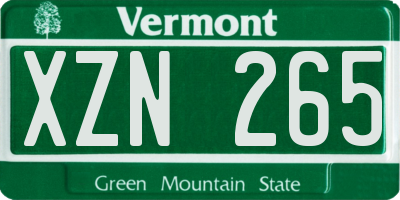 VT license plate XZN265