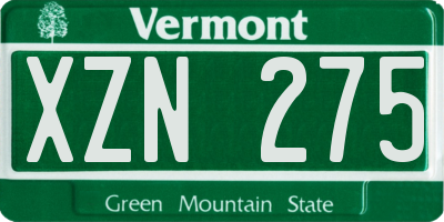 VT license plate XZN275
