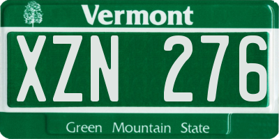 VT license plate XZN276