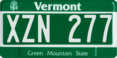 VT license plate XZN277