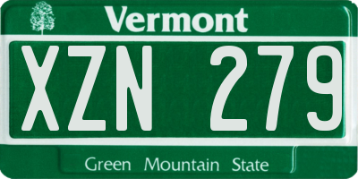 VT license plate XZN279