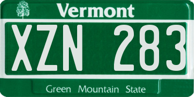 VT license plate XZN283