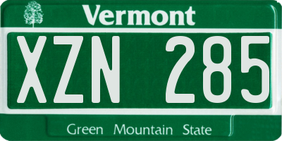 VT license plate XZN285