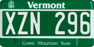 VT license plate XZN296