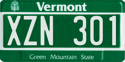 VT license plate XZN301