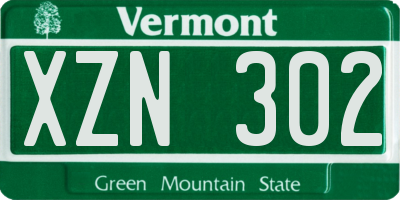 VT license plate XZN302
