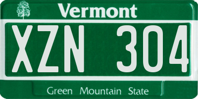 VT license plate XZN304