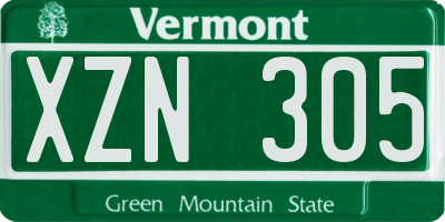VT license plate XZN305