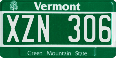 VT license plate XZN306
