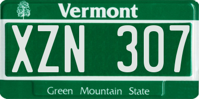 VT license plate XZN307