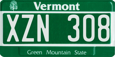VT license plate XZN308