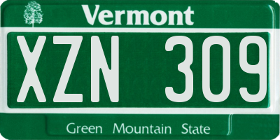 VT license plate XZN309