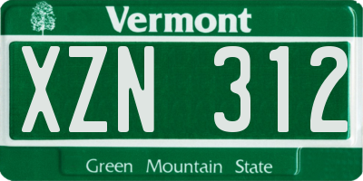 VT license plate XZN312