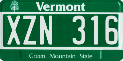 VT license plate XZN316