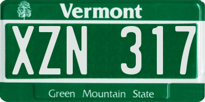 VT license plate XZN317