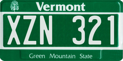 VT license plate XZN321
