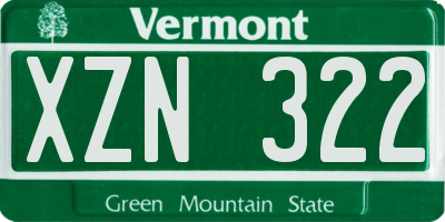 VT license plate XZN322