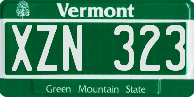 VT license plate XZN323