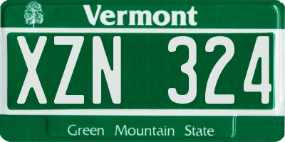 VT license plate XZN324