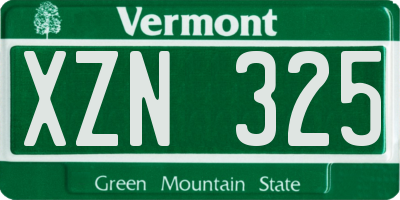 VT license plate XZN325