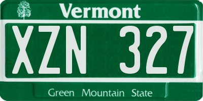 VT license plate XZN327