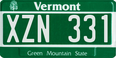 VT license plate XZN331