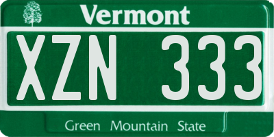VT license plate XZN333