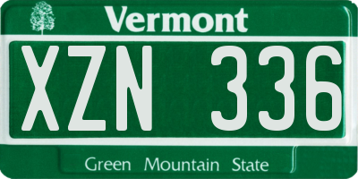 VT license plate XZN336